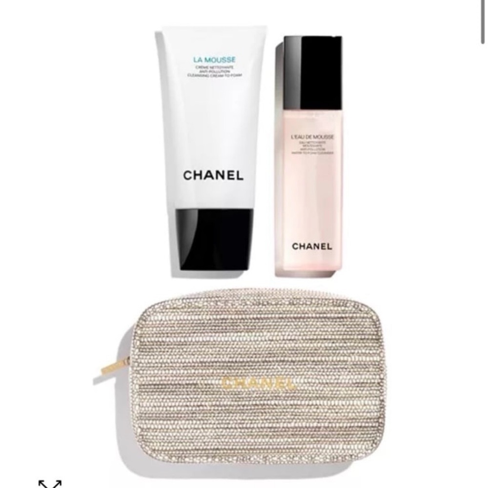 Chanel Skincare Set with Gold Pouch